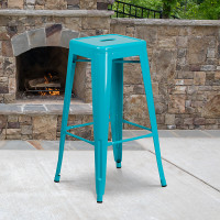 Flash Furniture ET-BT3503-30-CB-GG 30''H Backless Crystal Indoor-Outdoor Barstool in Blue